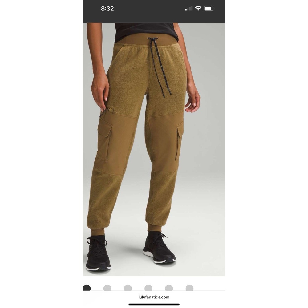 Lululemon Fleece High Rise Cargo Jogger Women Sz 12 (Waist 32-35) Black (No Tag) - Picture 13 of 16